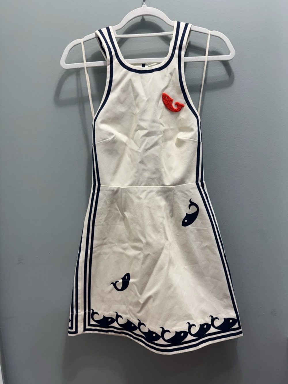 Girls White Nautical Whale Tank Dress